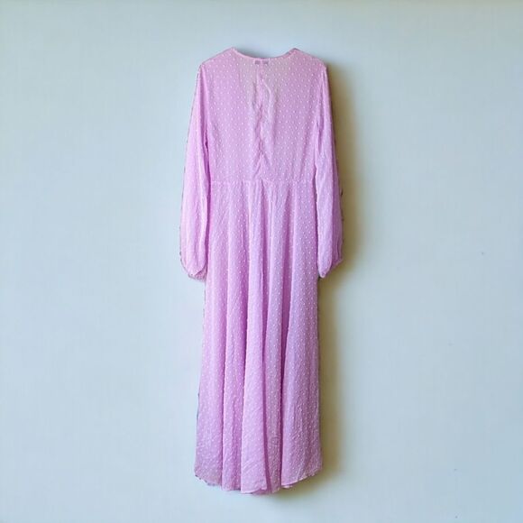 EXPRESS X Rocky Barnes Lilac Swiss Dot Button Front Kimono Sheer Dress Sz M - Picture 5 of 14